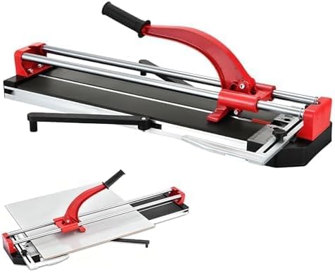 Manual tile cutter, for ceramic floor tiles, precision double-rail tool alloy wheels.