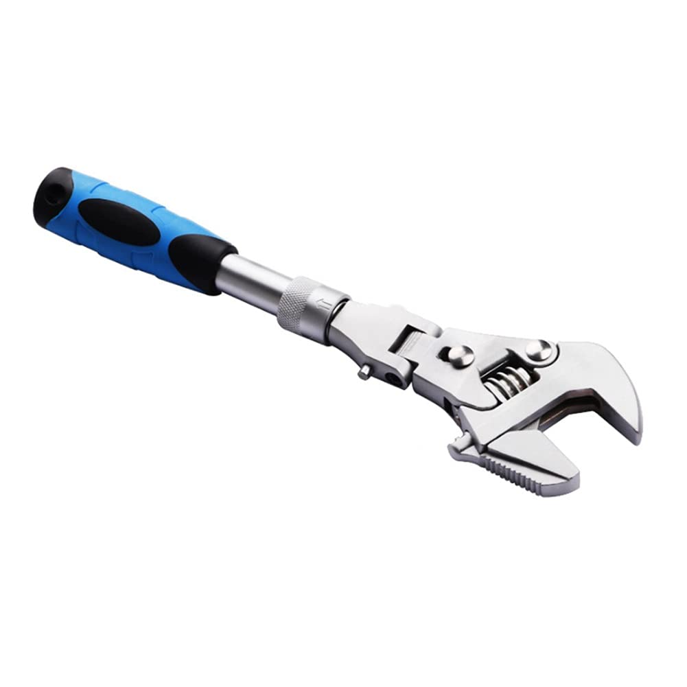 10-inch Ratchet Adjustable Wrench 5-in-1 Torque Wrench, Can Rotate and Fold 180 Degrees Pipe Telescopic Wrench Repair Tool