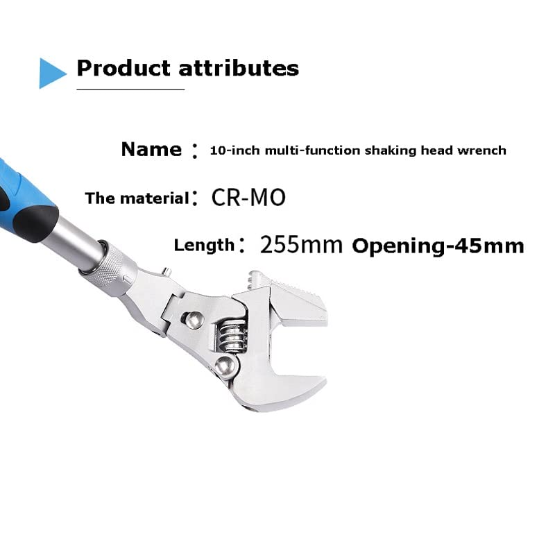 Adjustable Wrench Torque Can Rotate And Fold 180 Degrees Fast Pipe Repair Tools 10 Inch
