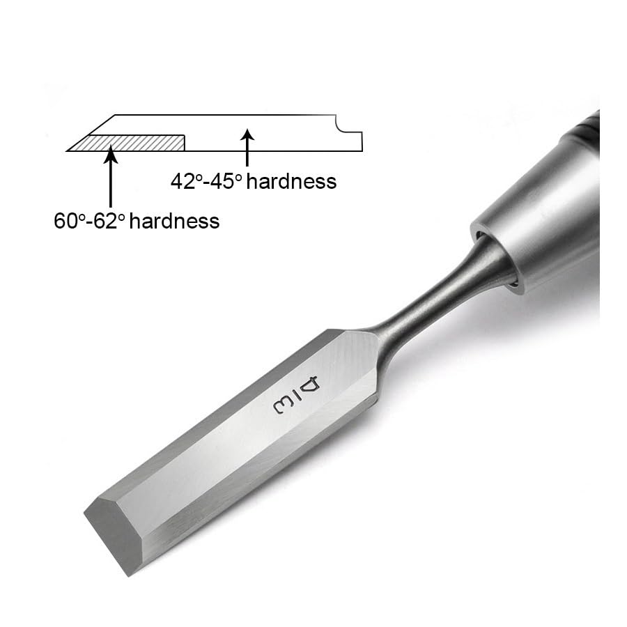 5 PCS Wood Chisel Knife for Woodworking Steel with Plastic Handle Woodworking Chisel Set in Woven Tool Bag
