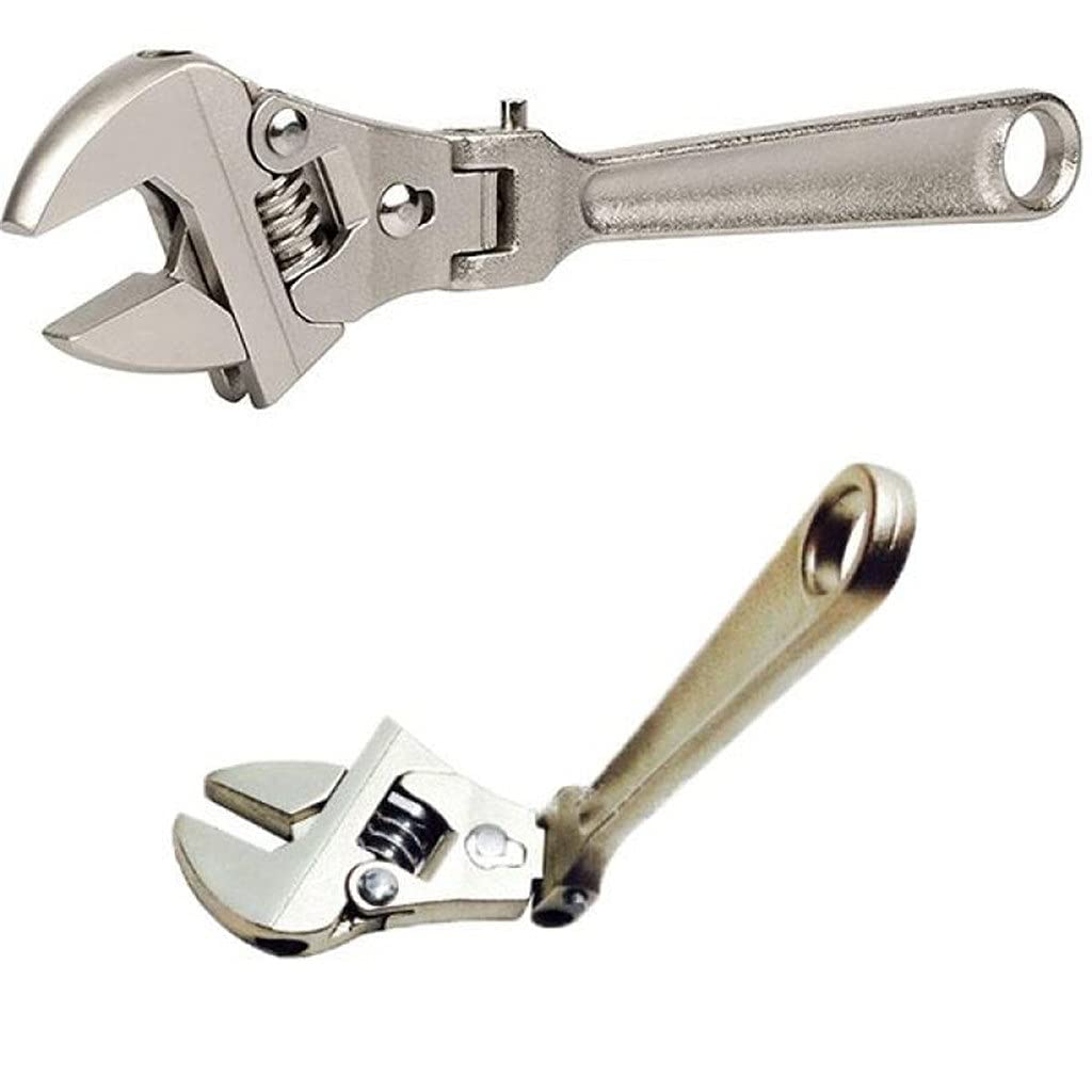 8 inch Adjustable Ratchet Wrench Folding Handle Dual-Purpose Pipe Wrench Spanner Key Hand Tool