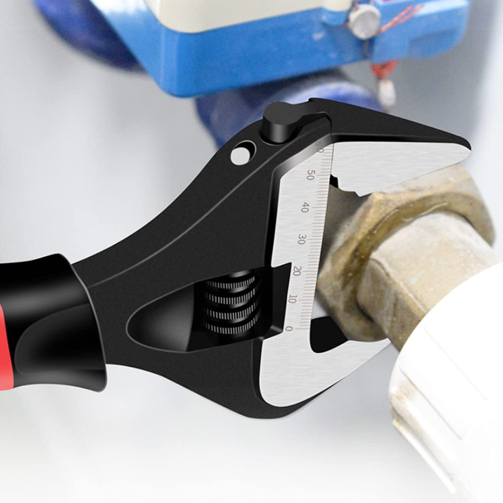 Short Handle Adjustable Wrench, Large Opening Universal Ratchet Socket Adjustable Wrench Tool Multi-function