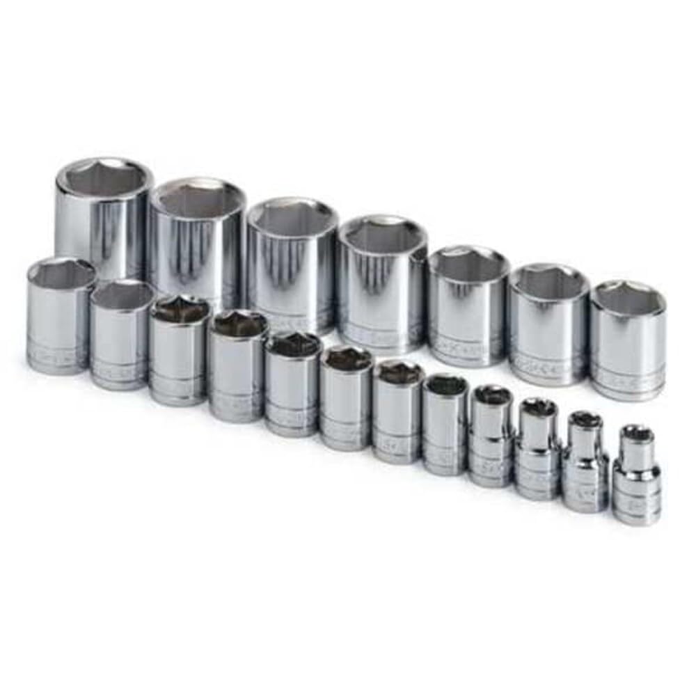SK Tools USA 1/2" Drive, 19 Piece, 6 Point, Standard, SAE, Chrome Socket Set: 3/8" - 1-1/2" | 4120