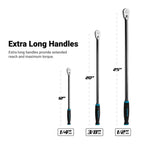 Capri Tools Fine 90-Tooth Extra Long Ratchet Set, 3-Piece and 45-Piece 3/8 in. Drive Shallow, Semi-Deep and Deep Impact Socket Set, Metric, 8 to 22 mm