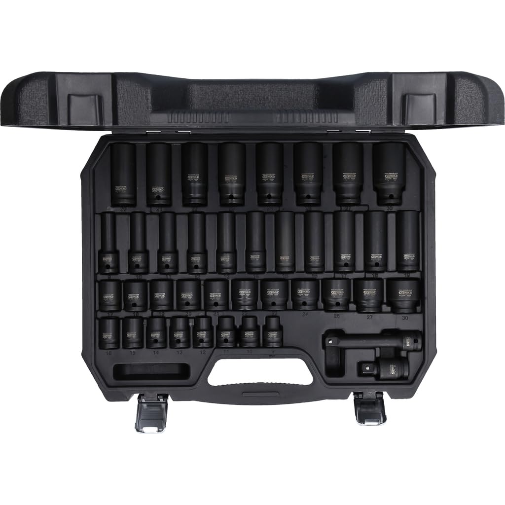 KS Tools 515.0065 1/2" Hexagon Impact Socket Set, 40 Count