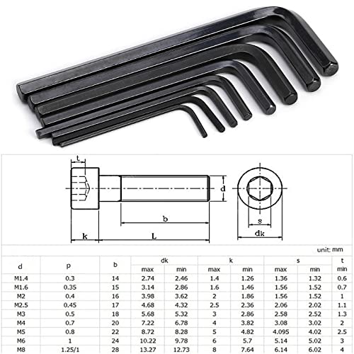 1.5mm-6mm 8pcs Allen Key Hexagon Wrench Tools Set Matte End Spanner Set Screwdriver Set Tool Kit