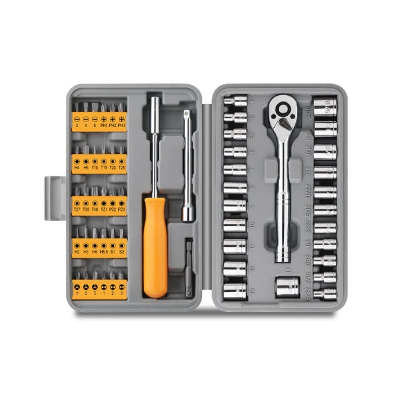 57 Piece Socket Screwdriver Set Ratchet Wrench Combination Repair Tools Auto Kit