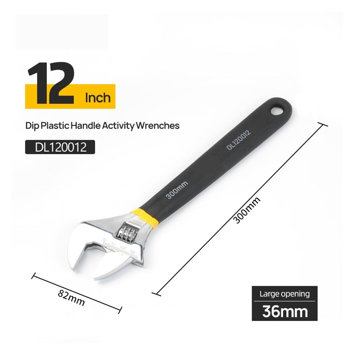Adjustable Wrench Universal Spanner Car Bicycle Wrenchs Dip Plastic Carbon Steel Mechanical Workshop Hand Repair Tools(Dl120012)