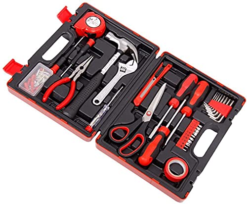 Tool Kit, Auto Repair Tool Set, General Household Hand Tool Set with Plastic Toolbox Storage Case, for Homeowner