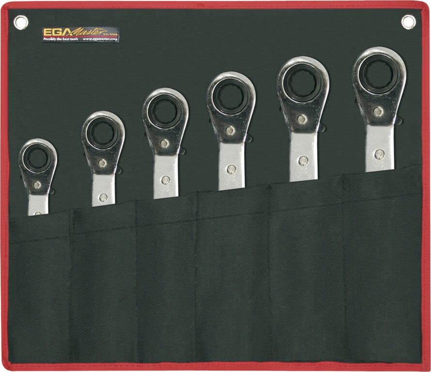 SET OF 6 OFFSET DOUBLE RATCHET WRENCHES 8-10/19-21 MM