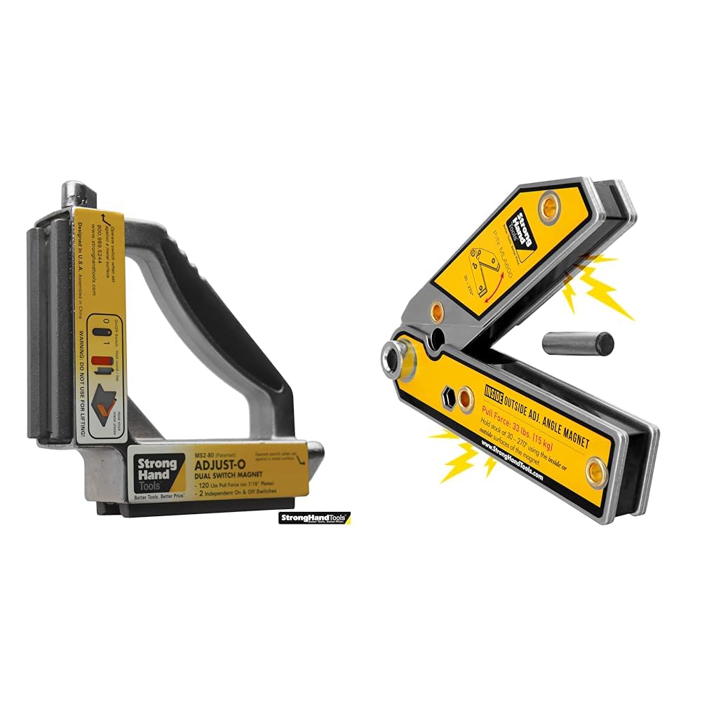 Adjust-O 90° Dual Switch 6x6x1.5 120LB Magnetic Fabrication Square & Adjustable Angle 6" 33LB Magnetic Welding Square