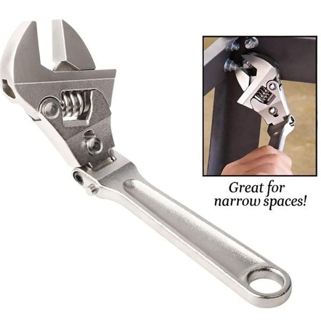 8 inch Adjustable Ratchet Wrench Folding Handle Dual-Purpose Pipe Wrench Spanner Key Hand Tool