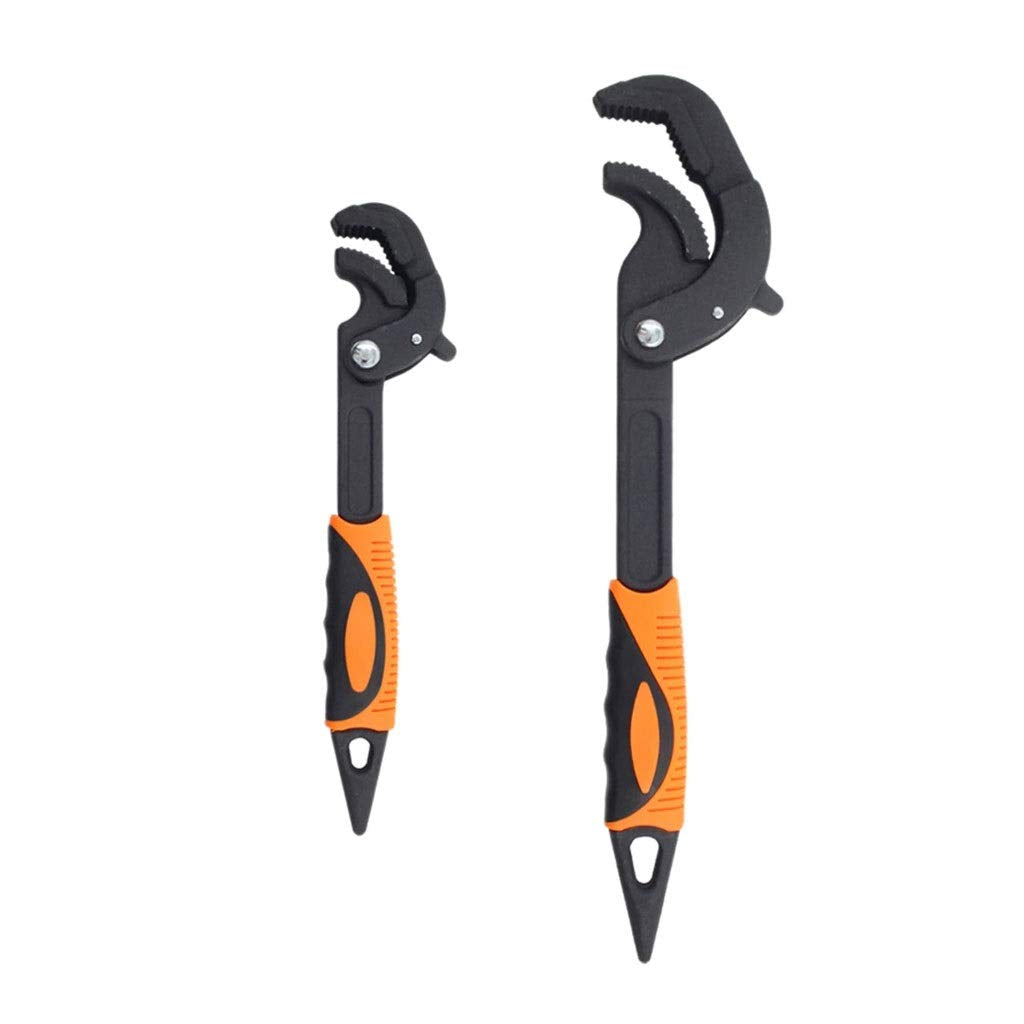 2PCS Universal Key Pipe Wrench Opening End Spanner Set High-carbon Steel Snap N Grip Tool Plumber Multifunctional Hand