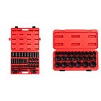 Sunex 2568, 1/2 Inch Drive Master Impact Socket Set, 43-Piece & SAE Combination Wrench Set, 14 Piece