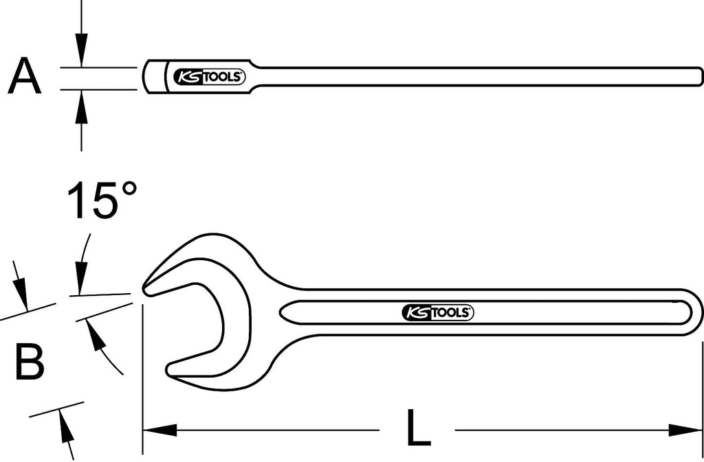 Single open ended spanner, 65mm