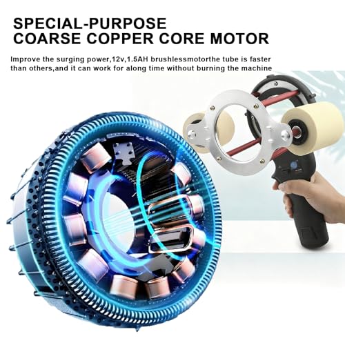 Portable Tape Winding Machine, 5-10cm Adjustable Cable Tie Spacing,70-380 RPM,Air Condition Pipe Taping Tool-with 5 Rolls of Cable Ties, for Air Conditioner Pipes, Hoses