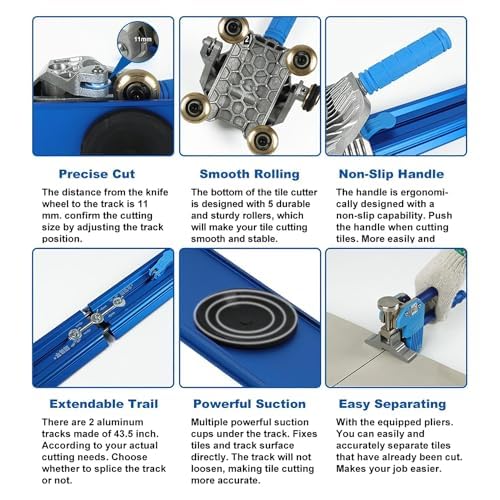 Manual Tile Cutter, Professional Porcelain Ceramic Tile Cutting Machine for Precision Cuts, for Home Improvement and DIY Projects