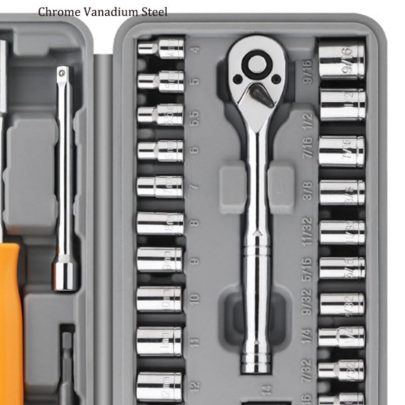 57 Piece Socket Screwdriver Set Ratchet Wrench Combination Repair Tools Auto Kit