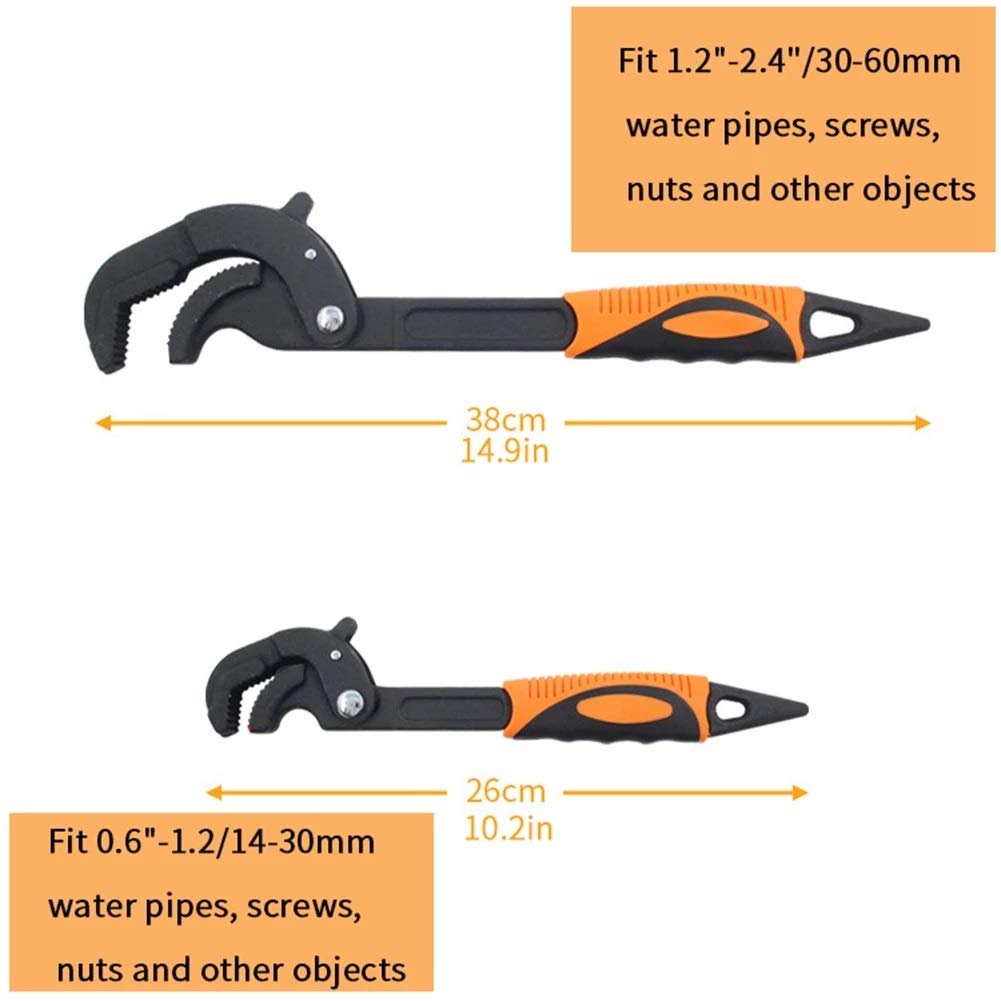 2PCS Universal Key Pipe Wrench Opening End Spanner Set High-carbon Steel Snap N Grip Tool Plumber Multifunctional Hand