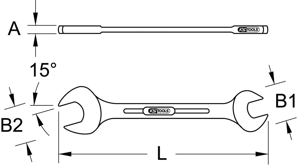 KS Tools TITANplus 965.0113 Double Open-Ended Spanner 13 x 15 mm