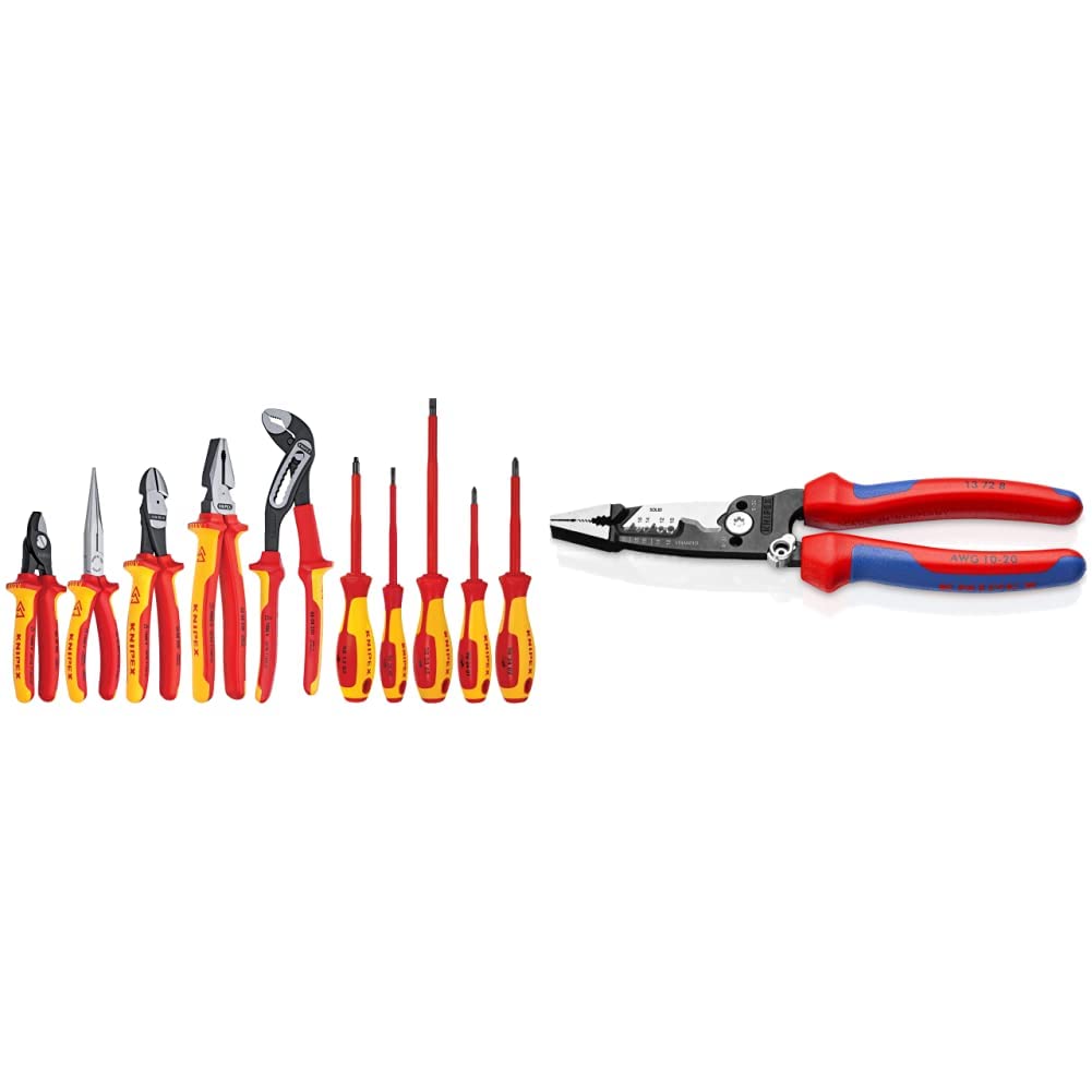 Knipex 1000V Insulated Pliers, Cutters, Screwdrivers and Forged Wire Stripper Tool Set