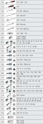 KS Tools 711.1011聽175-Piece Set of Sockets/Accessories 1/4聽inch; 3/8 inch;聽1/2 inch