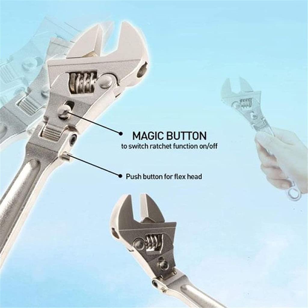 8 inch Adjustable Ratchet Wrench Folding Handle Dual-Purpose Pipe Spanner Key Hand Tool