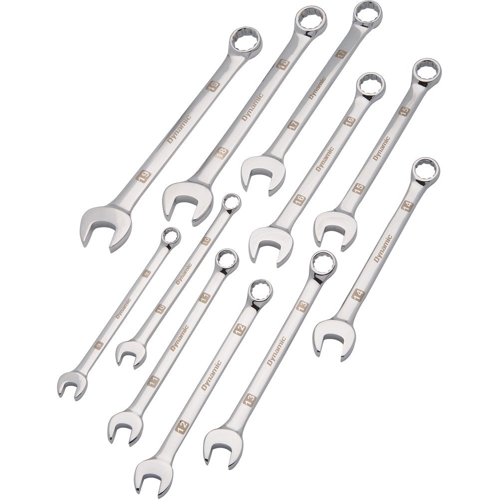 Dynamic Tools D074204 Metric Combination Wrench Set (11 Piece), 9mm to 19mm, Mirror Chrome Finish