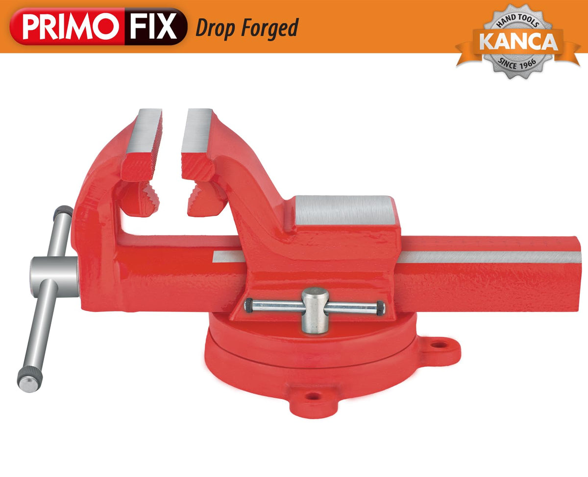 KANCA PRMPL-140,PRIMO PIPE AND BENCH VISE With 360° Rotating Swivel Base,Drop-Forged Pipe and Bench Vise,Jaw Size 5.6", Max Jaw Opening 7.5",Strong Hand Tools and Machinist Vise (5.6")