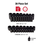 SUNEX 1/2-Inch Drive 39-Piece and 1/4-Inch Drive 48-Piece SAE/Metric Master Impact Socket Sets with Storage Cases