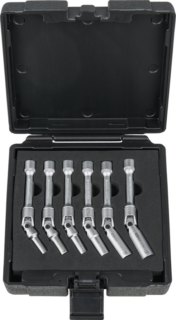 Glow plug swivel wrench set, long, 6 pcs, 3/8"