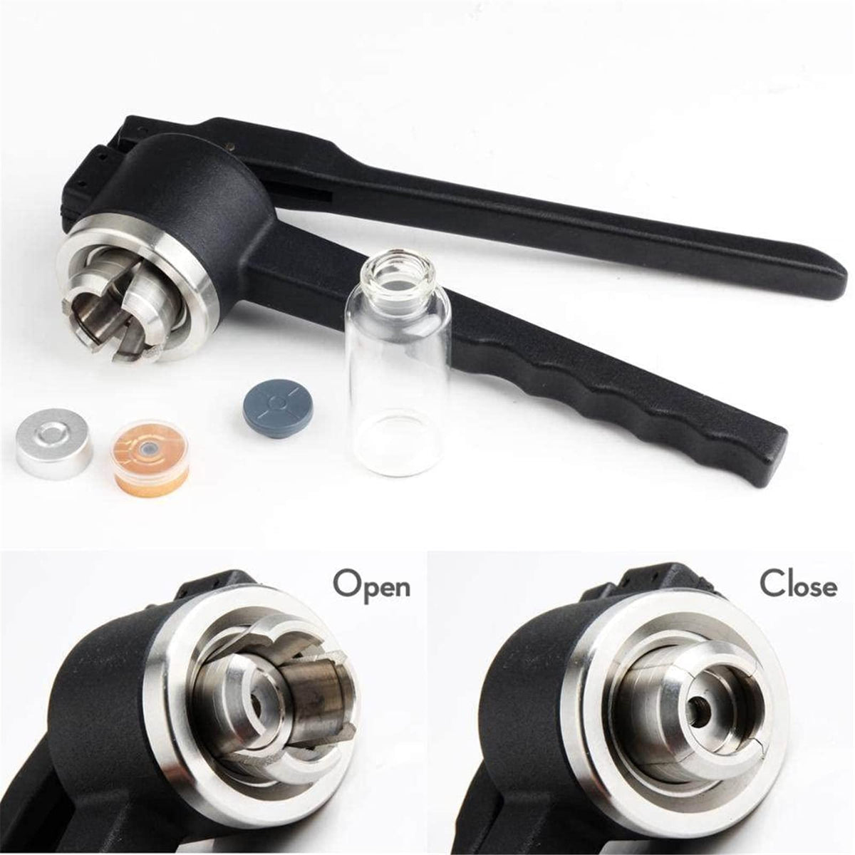 13mm/20mm Flip Off Vial Crimper, Manual Vial Crimper, Bottle Cap Crimping Tool for Aluminum Plastic/Full Aluminum, Medical Capping Machine, 20-30 Bottles/Min