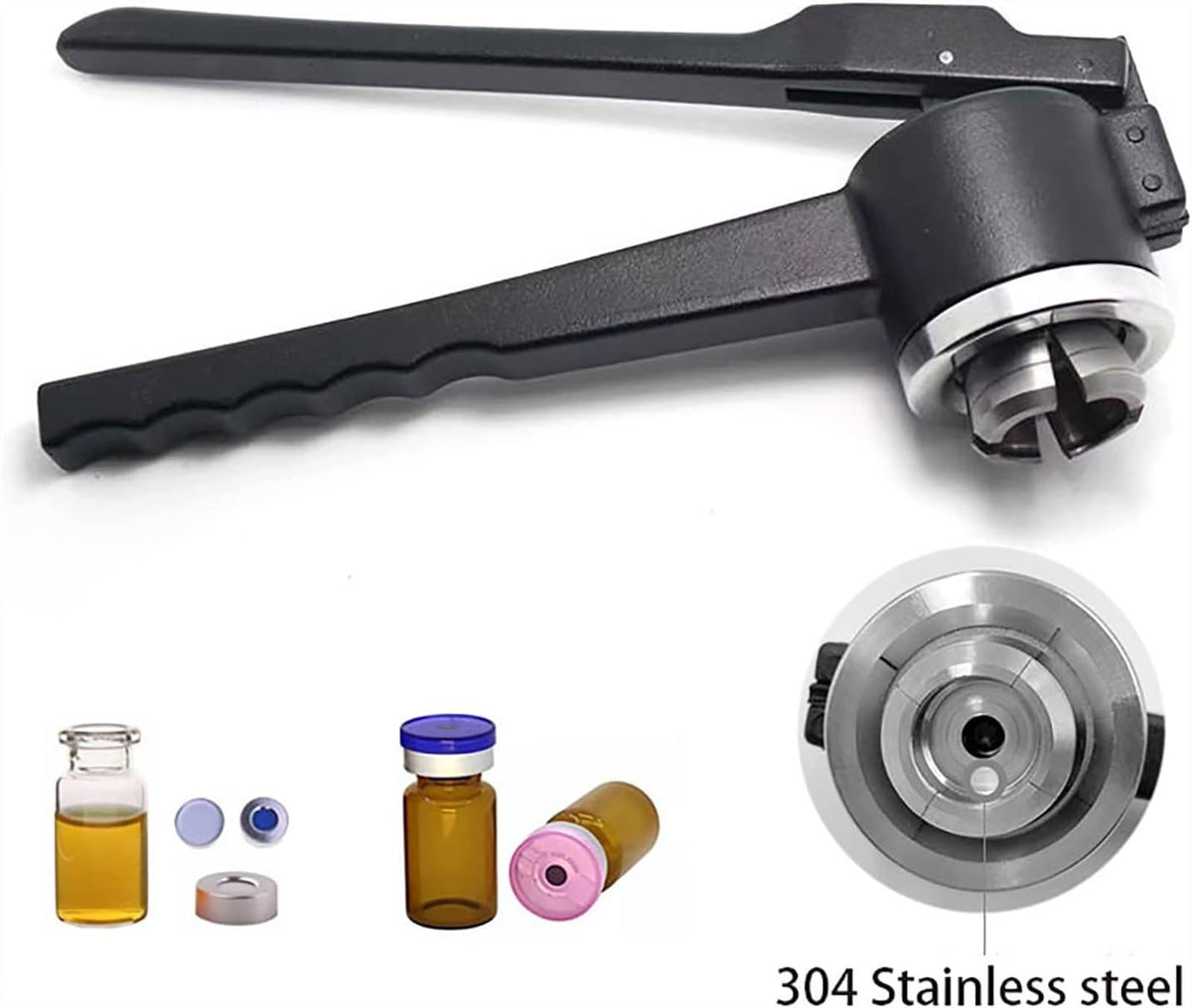 Manual Crimper Sealing Machine Aluminum Plastic Cap Crimper Bottle Capping Tool, Hand Held Capping Machine, Flip Off Vial Crimper Bottle Cap Crimping Tool, Stainless Steel (Size : 20.7mm) (Size : 22.
