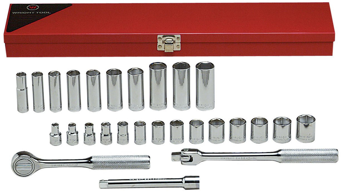 Wright Tool 377 3/8" Drive 6 Point Standard and Deep Socket Set (27-Piece)