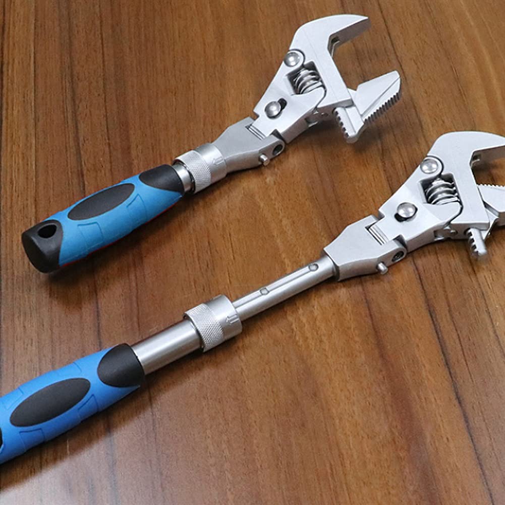 10-inch Ratchet Adjustable Wrench 5-in-1 Torque Wrench, Can Rotate and Fold 180 Degrees Pipe Telescopic Wrench Repair Tool