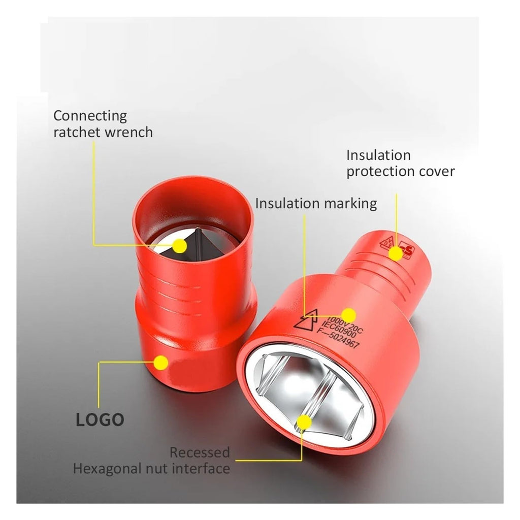 Durable Insulated Socket Wrench Car Repair Withstand Voltage 1000V Auto Repair Tool VDE High Insulation Socket Wrench CAREG(LA155158)