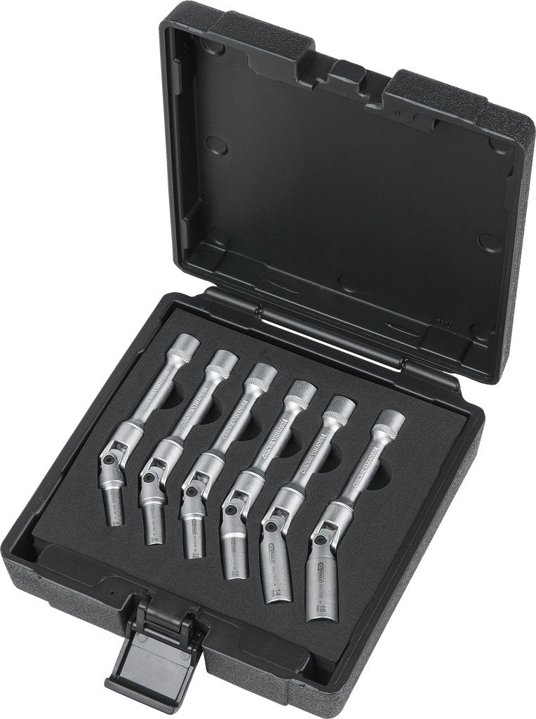Glow plug swivel wrench set, long, 6 pcs, 3/8"