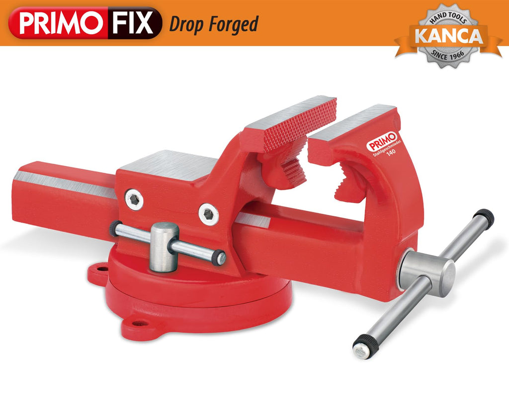 KANCA PRMPL-140,PRIMO PIPE AND BENCH VISE With 360° Rotating Swivel Base,Drop-Forged Pipe and Bench Vise,Jaw Size 5.6", Max Jaw Opening 7.5",Strong Hand Tools and Machinist Vise (5.6")
