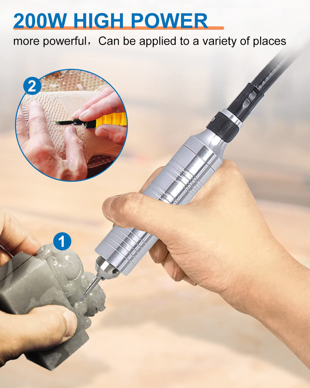 YUCHENGTECH Electric Chisel Carving Tool Upgrade Electric Wood Carving Chisel Jade Grinding Buffing Polishing Machine Only with Host (110V)