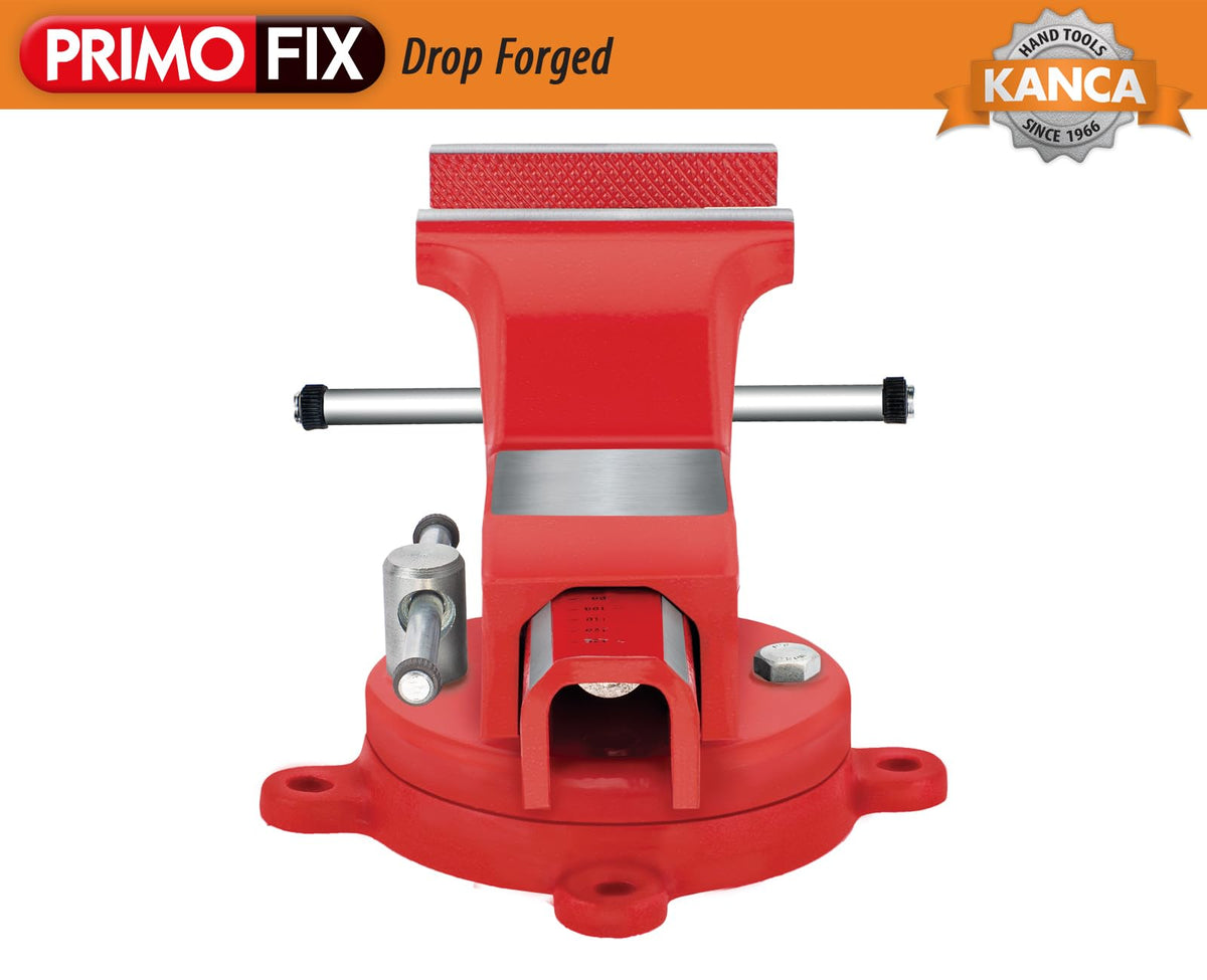 KANCA PRMPL-140,PRIMO PIPE AND BENCH VISE With 360° Rotating Swivel Base,Drop-Forged Pipe and Bench Vise,Jaw Size 5.6", Max Jaw Opening 7.5",Strong Hand Tools and Machinist Vise (5.6")