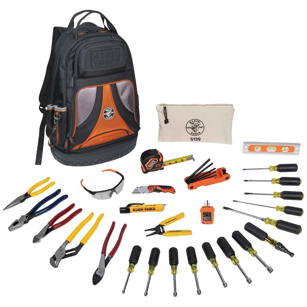 Klein Tools Hand Tools Kit with Screwdriver Set | 28-Piece Tool Kit with Pliers, Screwdrivers, Nut Drivers, Backpack, and Interchangeable Insulated Screwdriver Set