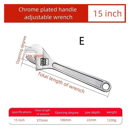 Adjustable Wrench Universal Large Opening Plumbing Installation Bathroom Heavy-Duty Car Hand Repairs Tools Spanner Torque Sockets(E1)