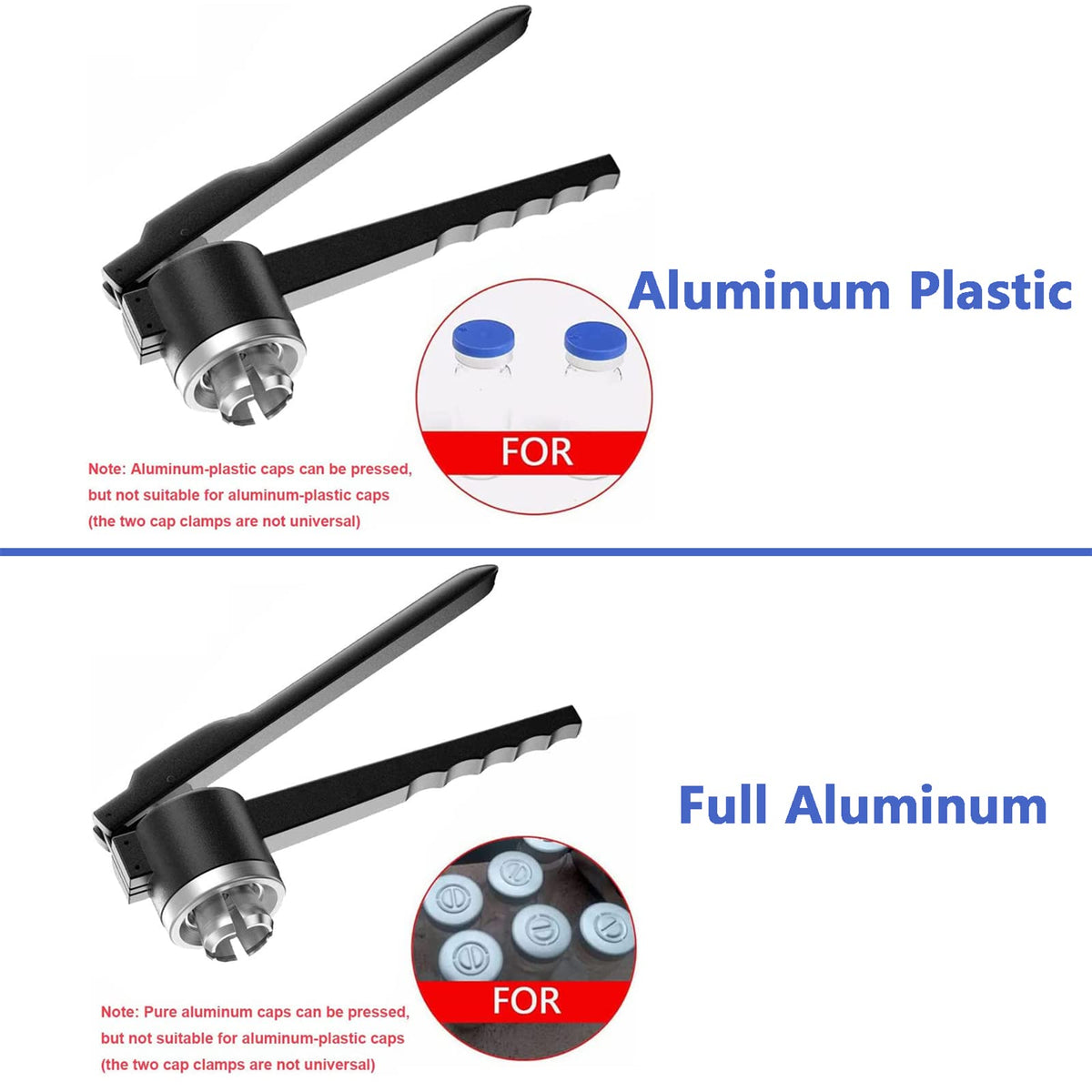13mm/20mm Flip Off Vial Crimper, Manual Vial Crimper, Bottle Cap Crimping Tool for Aluminum Plastic/Full Aluminum, Medical Capping Machine, 20-30 Bottles/Min