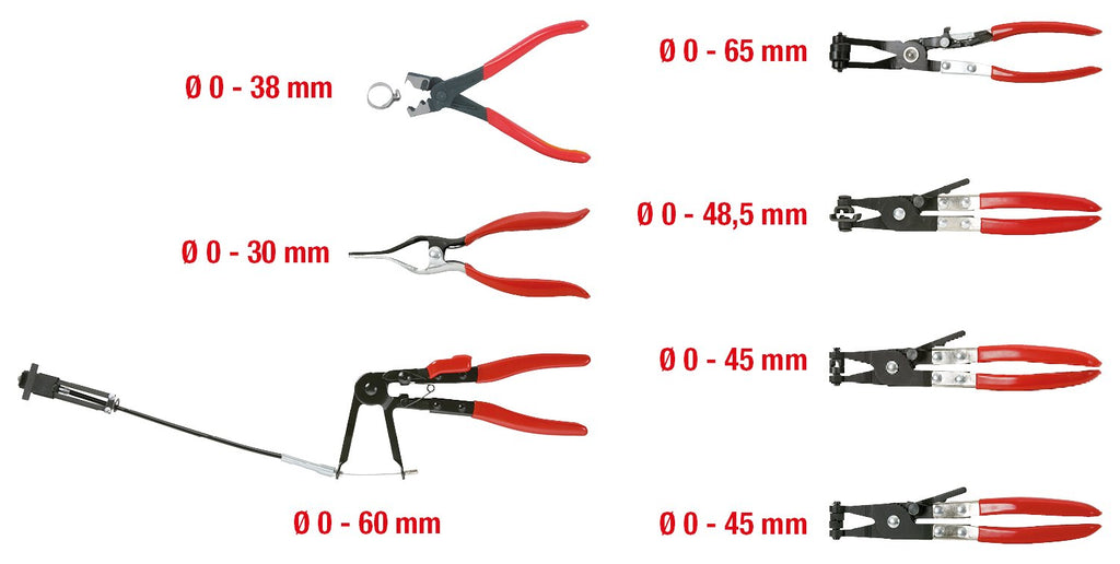 Hose clamp pliers set, 7 pcs
