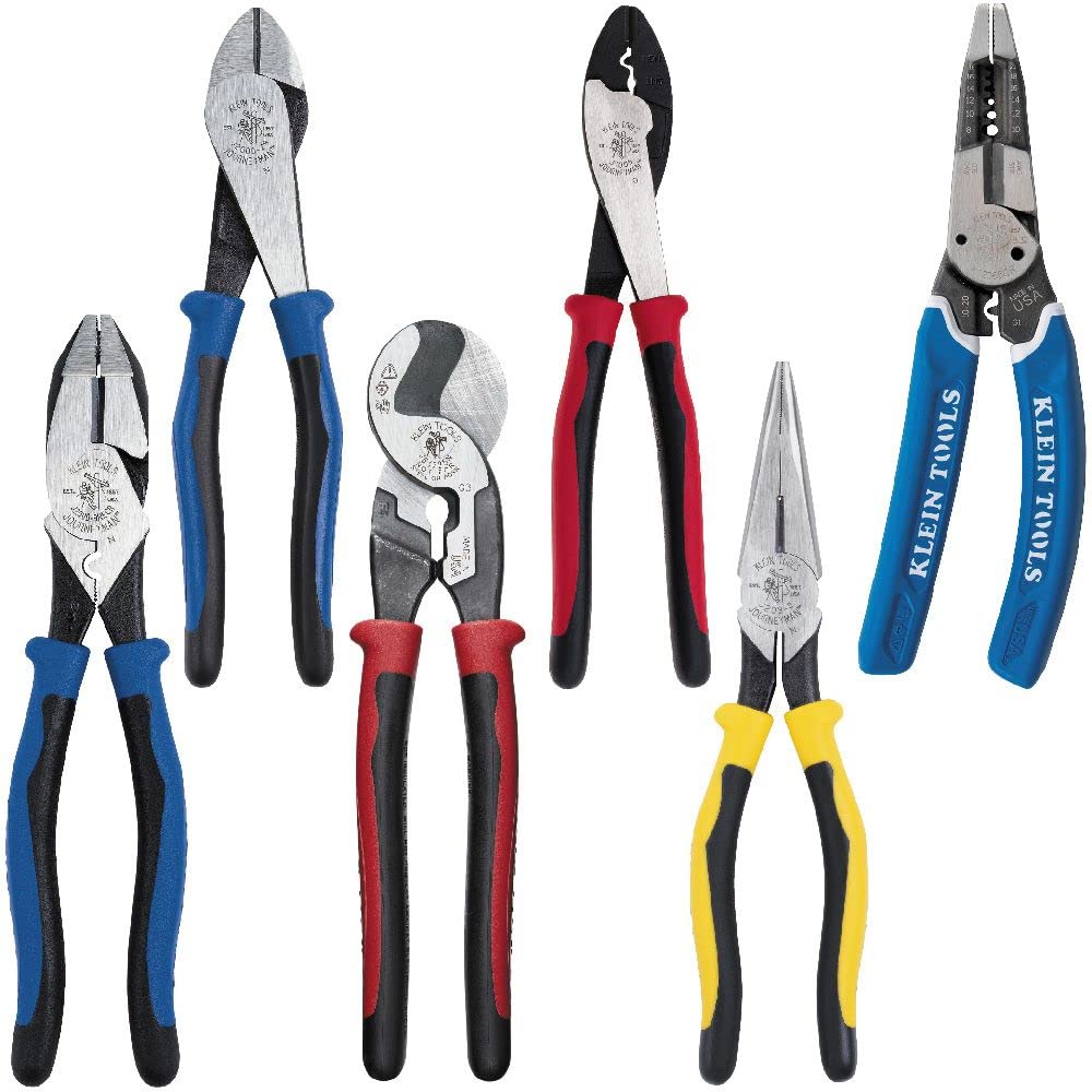 Klein Tools 80086 6-Piece Journeyman Plier Kit and 32288 8-in-1 Insulated Screwdriver Set with Interchangeable Blades