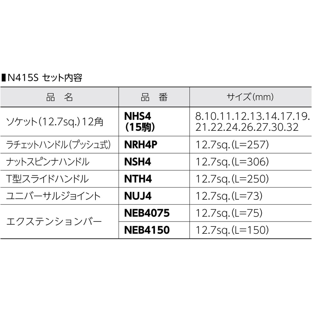 SUPER TOOL Socket Wrench Set N415S (Japan Import)