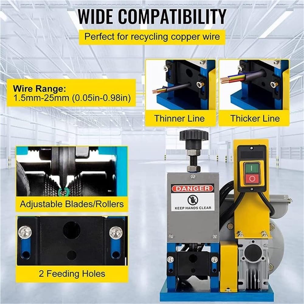 Portable Cable Stripping Tool, Electric Wire Stripper, 4 Channel Cable Stripper DIY Tool for Home Improvement Recycling
