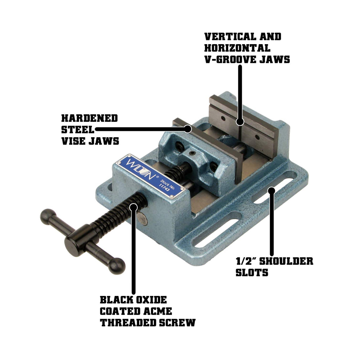 Wilton Drill Press Vise with Strong Hand Tools Clamp Bundle - 6" Vise with Crank Handle Clamp