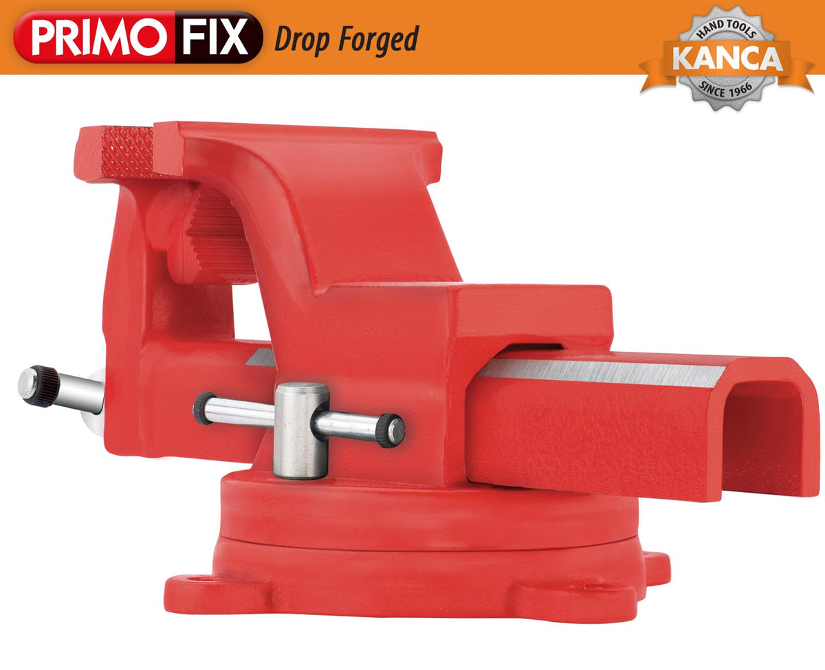 KANCA PRMPL-140,PRIMO PIPE AND BENCH VISE With 360° Rotating Swivel Base,Drop-Forged Pipe and Bench Vise,Jaw Size 5.6", Max Jaw Opening 7.5",Strong Hand Tools and Machinist Vise (5.6")