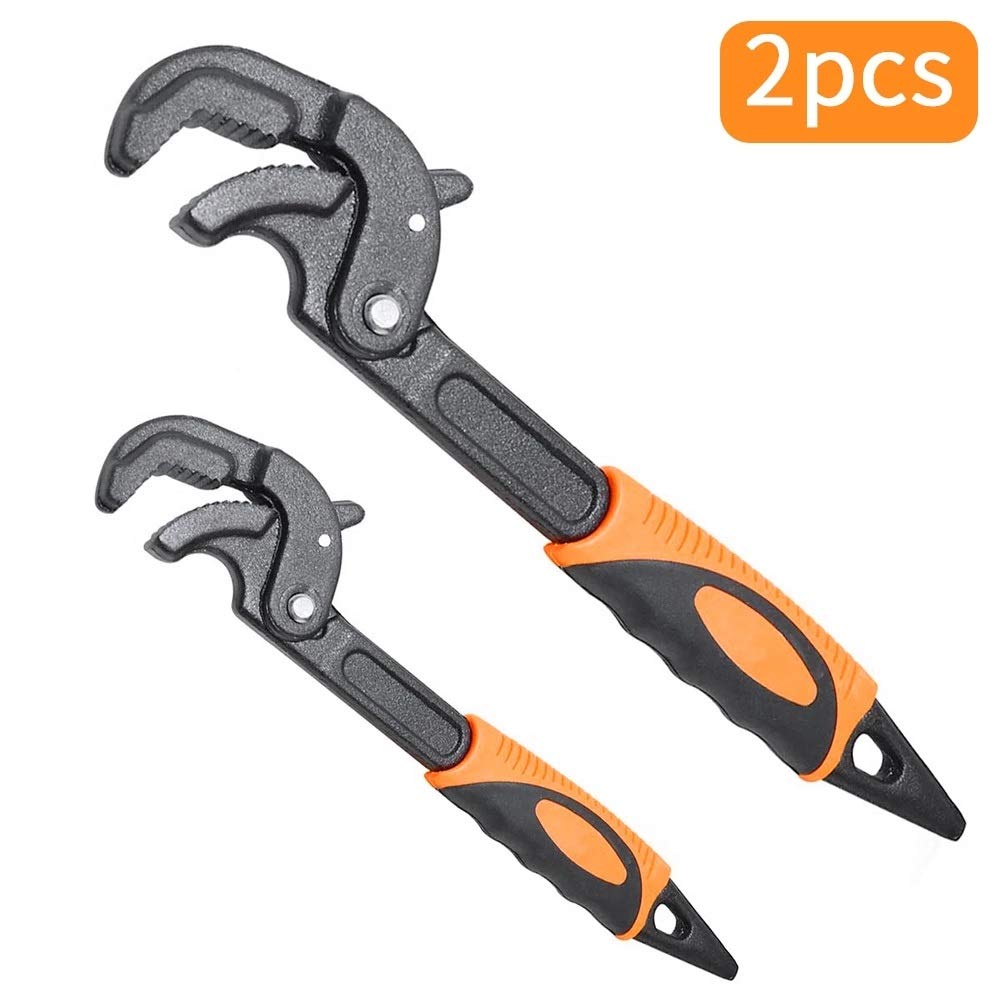 2PCS Universal Key Pipe Wrench Opening End Spanner Set High-carbon Steel Snap N Grip Tool Plumber Multifunctional Hand